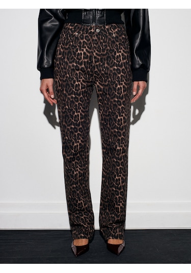 Dilvin 72083 %100 Pamuk Leopar Straight Jean-kahve Kahve