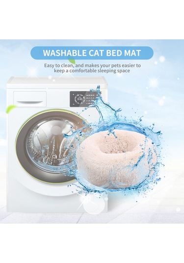 60 Cm Kahverengi Kedi Ve Köpek Kış Isıtma Matı Peluş Yuvarlak Evcil Hayvan Yuvası