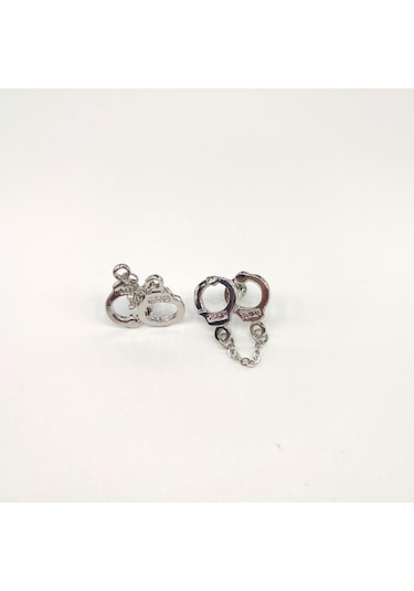 Tedz Collection Gümüş Kelepçe Pin Küpe Çok Renkli
