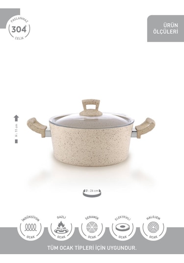 Hascevher Germanitium 26 Cm Granit Tencere Standart