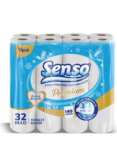 Senso Premium Tuvalet Kağıdı 3 Katlı 32'li X 2 Paket 64 Rulo