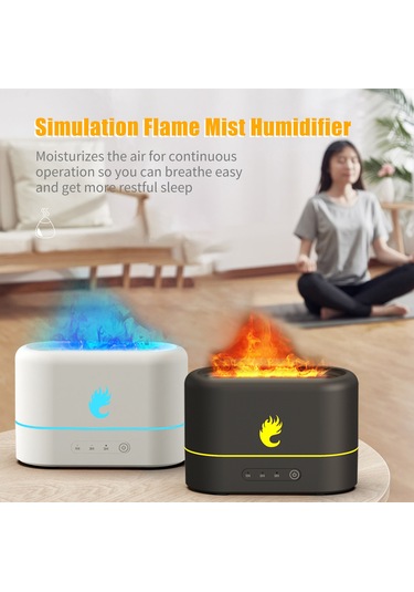 Geeksen 250ml Siyah 3d Flaming Oda Kokusu Dağıtıcı - Ultrasonik Nemlendirici, Otomatik Kapatma Ve 3 Zamanlama Seçeneği İle Aromaterapi