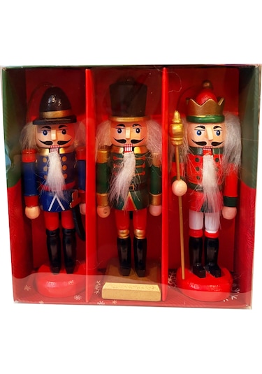 Premium Collection 3'lü 12.5 Cm Kurşun Asker Seti Dekoratif Yılbaşı Süsü