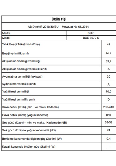 Beko BDE 6072 S 60 CM Duvar Tipi Davlumbaz