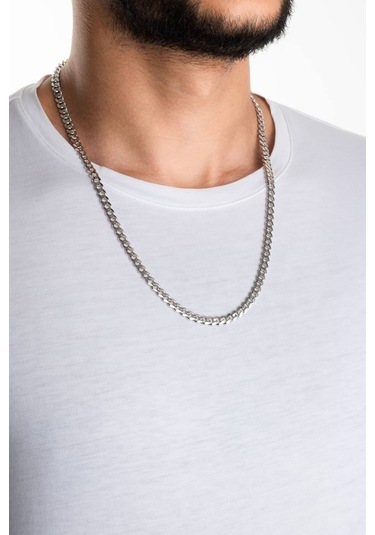 Perseus 60 Cm Gümüş Erkek Zincir Kolye Gri