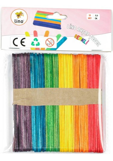 Ahşap Çubuk Renkli 11cm 50'li