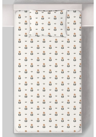 Organik Tek Kişilik Lastikli Çarşaf Seti - Minik Papatya Çiçeği Renkli