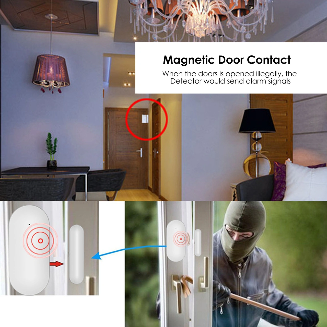 Youmex Akıllı Pencere/kapı Alarmı - Ev Güvenliği Sistemleri İçin Uydu, Alexa Ve Google İle Uyumlu, 433mhz Kablosuz Algılayıcı