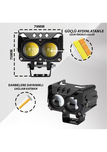 Binocus Çift Renkli Universal Off Road Sis Farı Mini Spot Lens Le