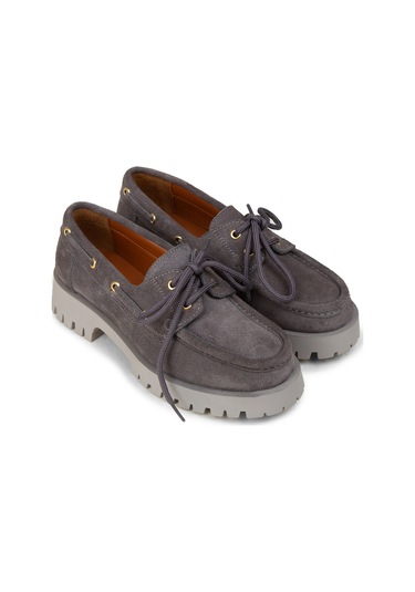 Deery Kadın Hakiki Süet Gri Marin Loafer - 02036zgrıc01