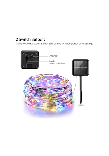 Renkli 50-300 Led Güneş Dize Lambası 8 Modlu Bakır Tel Lamba Su Geçirmez Güneş Hikayesi Lambası 7m Renkli