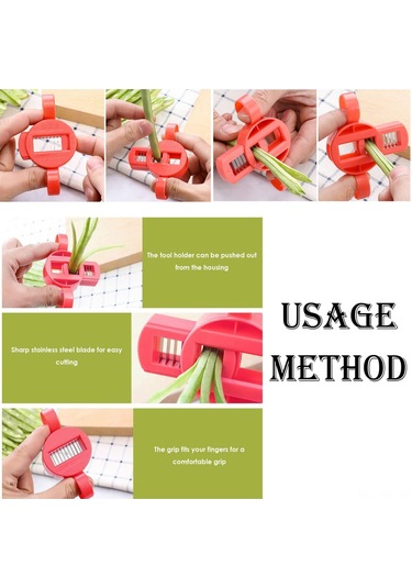 Kangvka 2 Adet Yeşil Fasulye Dilimleyici, Fransız Tarzı Uzun Fasulye Kesici, Paslanmaz Çelik Bıçaklı Mutfak Aleti Kırmızı