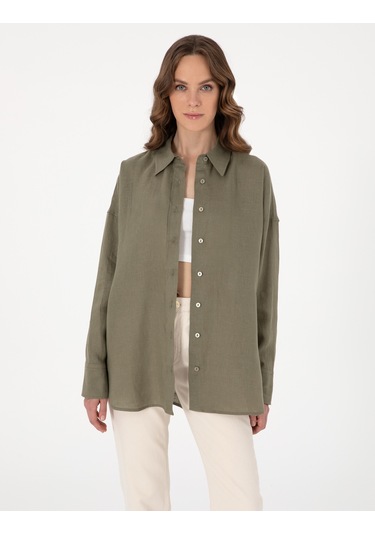 Pierre Cardin Kadın Haki Gömlek Desenli 50301078-vr027 Haki