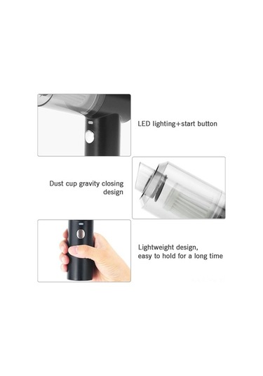 Besthome1 6000pa Süktionlu 120w Kablosuz Taşınabilir Led Işıklı Şarjlı Siyah El Tipi Süpürge, Ev-araç-ofis Temizliği Uygun