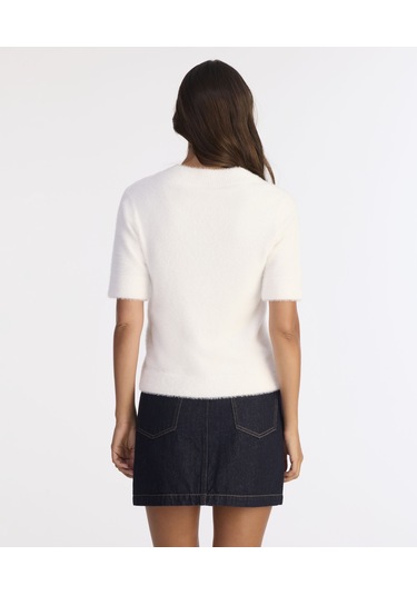 Yargıcı Regular Dik Yaka Kısa Kol Kazak 25kktr2049x 002 Beyaz