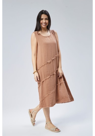 Muslin Elbise Yazın Vazgeçilmesi Camel