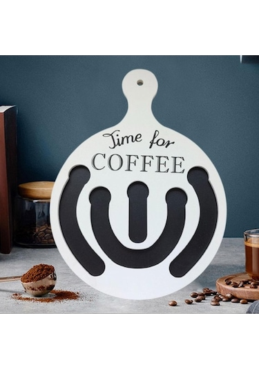 Trendooze Ahşap Kahve Pod Tutucu Seri Raf, Beyaz, Bar/kafe Dekoru Beyaz