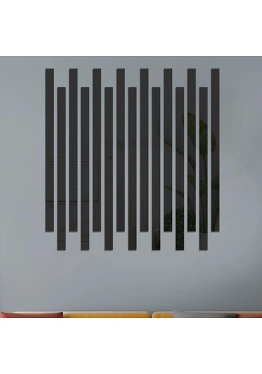 20 Adet Kendinden Yapışkanlı Çıkarılabilir Ayna Duvar Çıkartmaları Çizgili Tasarım Sanat Fayans Çıkartması Kendin Yap Akrilik Ayna Duvar Çıkartmaları Ve Ev Dekorasyonu İçin Duvar Resimleri Siyah