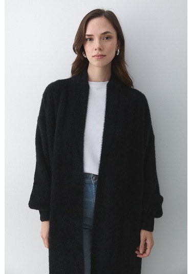 Siyah Boydan Uzun Triko Hırka - 251015 Siyah