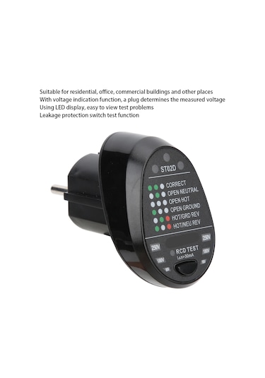 Qingmipy St02d Abs Soket Test Cihazı - Elektrik Devresi Polarite Kontrolü, Akım Sorunu Tespiti Ve Led Gösterge İle Güvenlik Kontrol Aracı