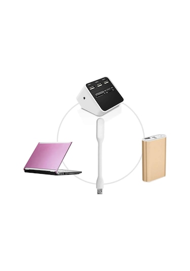 Usb Led Lamba 15cm Beyaz Renk Işık Portatif Taşınabilir Gece Lambası Masa Aydınlatma