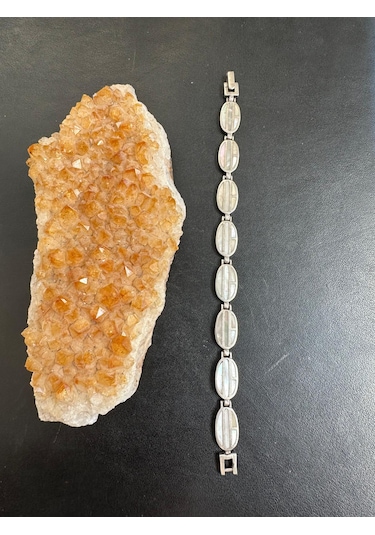 Sedef Taşlı 925 Ayar Gümüş Bileklik 22,45 Gram 17 Cm S Beden