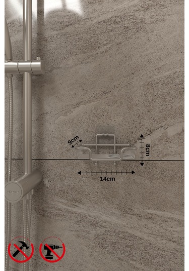 Alper Banyo Krom Güçlü Yapışkanlı Duvara Asılabilir Sabunluk - Metal Katı Sabunluk - Mutfak Sabunluğu