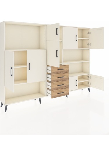 Arges Dolap 9 Raflı 4 Çekmeceli 8 Kapaklı 220x30x163 Aytaşı-aytaş Aytaşı-aytaşı/çam