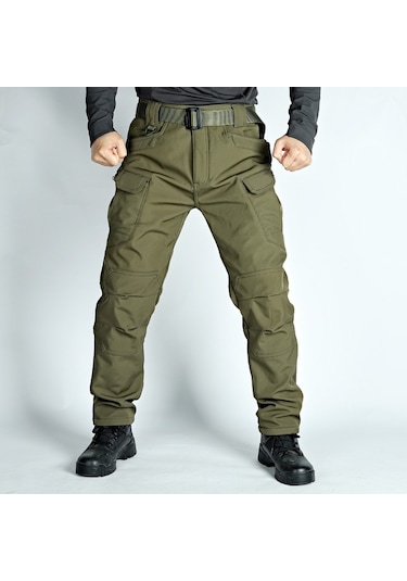 Ix7 Polar Astarlı Su Geçirmez Açık Hava Termal İş Ve Spor Erkek Kargo Pantolon Yeşil