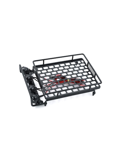 Symbee 1/14 1/12 1/10 Scx10 Cc01 Rc Araçları İçin Led Aydınlatmalı Metal Çatı Bagaj Taşıyıcı