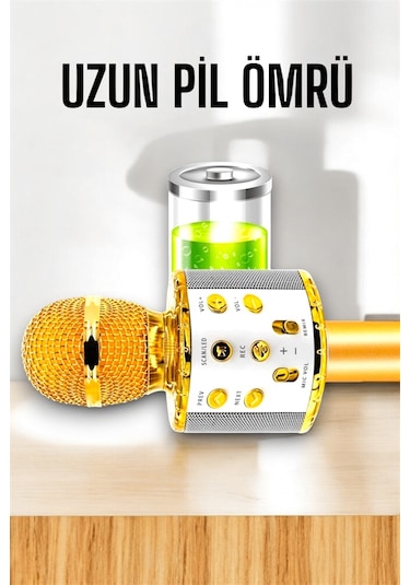 Kablosuz Bluetooth Karaoke Mikrofon Usb Ve Aux Girişli, Yüksek Se