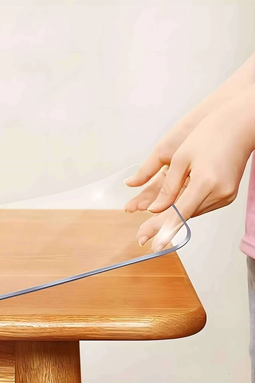 Rona Home Pvc Şeffaf Kalın Masa Örtüsü Kristal Silinebilir Su Geçirmez Masa Koruyucu Mika Masa Örtüsü 1.4mm Şeffaf