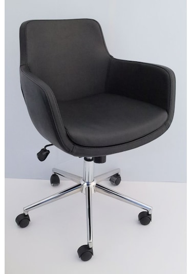 Bulut Rahat Siyah Deri Ofis Sandalyesi