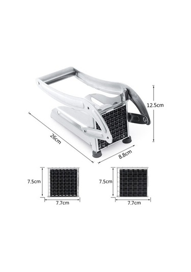 Ulzyvf Cbtx Jd-052 Paslanmaz Çelik Manüel Patates Kesici, Kızartma Emme Plakasız Gri