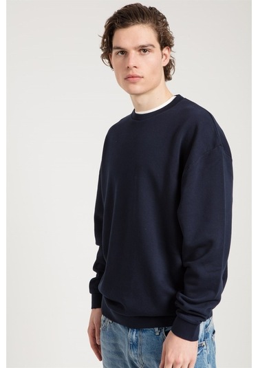 Jahr Marc Oversize Asit Yıkamalı Lacivert Erkek Sweatshirt Lacivert