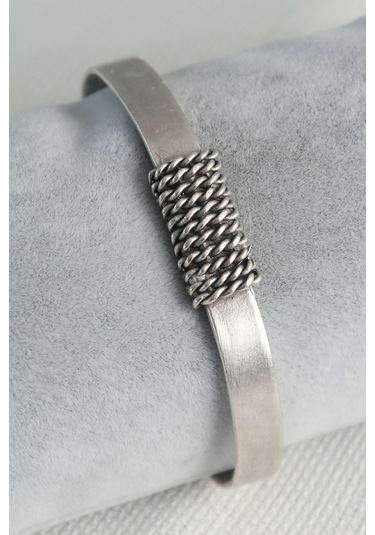 Ezoconcept Otantik Gümüş Renk Zincir İşleme Plaka Model Erkek Bileklik Çok Renkli