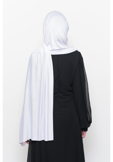 Hazır Pratik Geçmeli Lüks Düz Penye Şal Çapraz Hizalı Beyaz