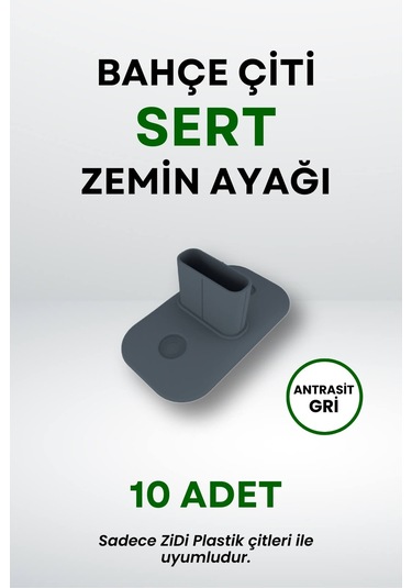 Çit Uyumlu Sert Zemin Ayak 10'lu - Antrasit Gri