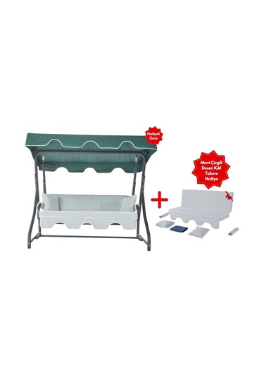 Erinöz Ruta 3 Kişilik Salıncak - Denizci Desen + Yedek Kılıf Takımı