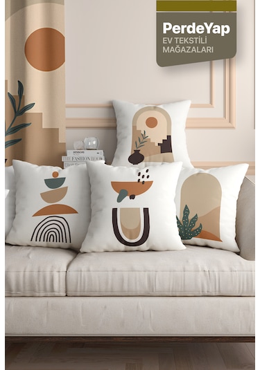 Etnik Afrika Sürrealist Desenli 4lü Dijital Kırlent Kılıfı