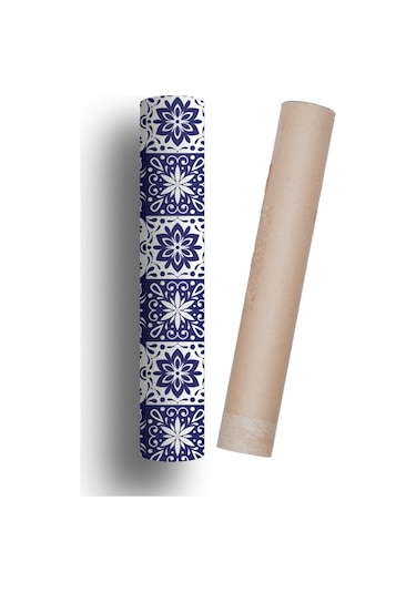 Mutfak Tezgah Arası Kendinden Yapışkanlı Folyo Kaplama Lacivert Fayans Desen 60cmx100cm