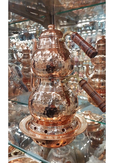 Bakır Çaydanlık & Bakır Demlik El Dövmesi Dövme Desenli Bakır Çay