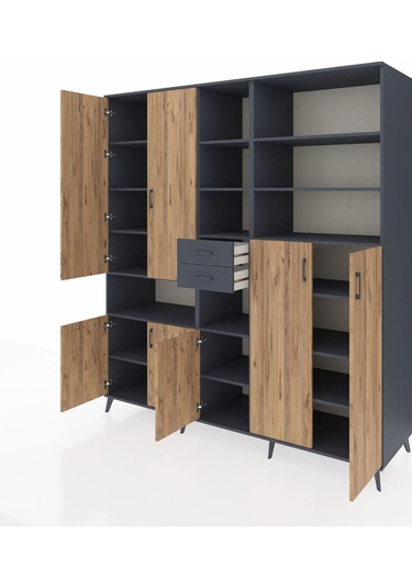 Kronos Dolap 17 Raflı 2 Çekmeceli 7 Kapaklı 220x59x243 Antrasit-çam/antrasit Atlas Çam/antrasıt Kronos Dolap 17 Raflı 2 Çekmeceli 7 Kapaklı 220x59x243 Antrasit-çam/antrasit Atlas Çam/antrasıt