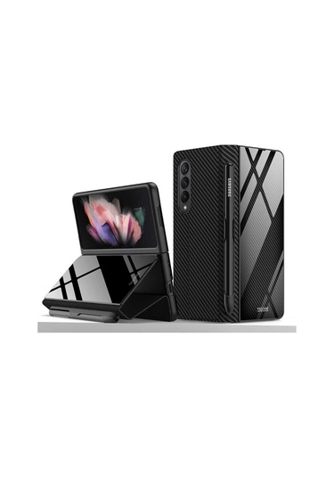 Galaxy Z Fold 3 Kılıf Zore Kalem Bölmeli Droga Kılıf Siyah