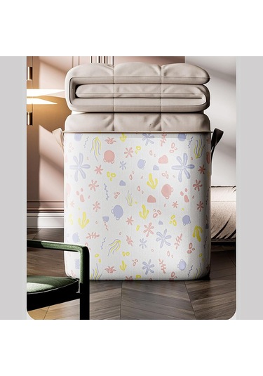 Depolama Çantaları Taşınabilir Giysiler Depolama Katlanabilir Küçük Saf Ve Taze Dolap Organizatör Depolama Kapları Dayanıklı Kulplar Çiçek Baskı Desen Organizatör Çantası 180l
