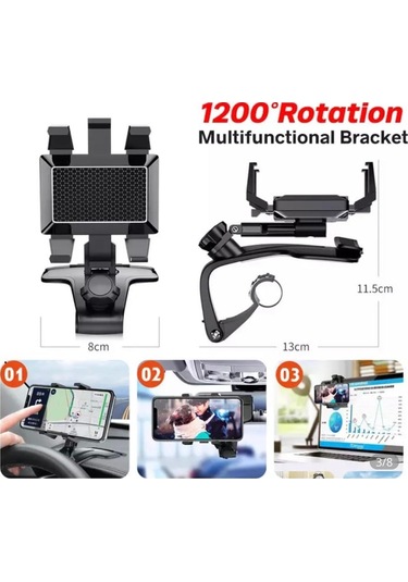 Araç İçi Telefon Tutucu Multifonksiyonel Numaratörlü Klipsli Tutucu