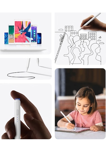 Mobilteam Pencil 10 Magnetik Şarj Ve Eğim Özellikli Dokunmatik Çizim Kalemi-beyaz