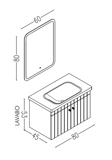 Avien 80 Cm Banyo Dolabı Cmr Led Aynalı Kiremit - Boy Dolap Hariç Kiremit