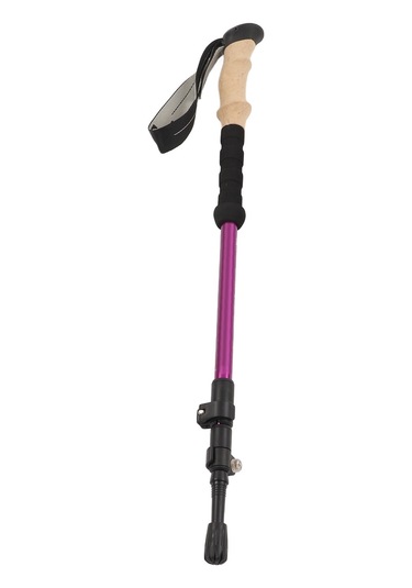 Mor 6061 Alüminyum Alaşımlı Teleskopik Yürüyüş Bastonu Kilitli Mantar Saplı 3 Bölmeli Düz Saplı Yürüyüş Bastonu Diğer