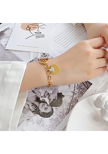 Gümüş Opk Moda Aşk Paslanmaz Çelik Bileklik Kız